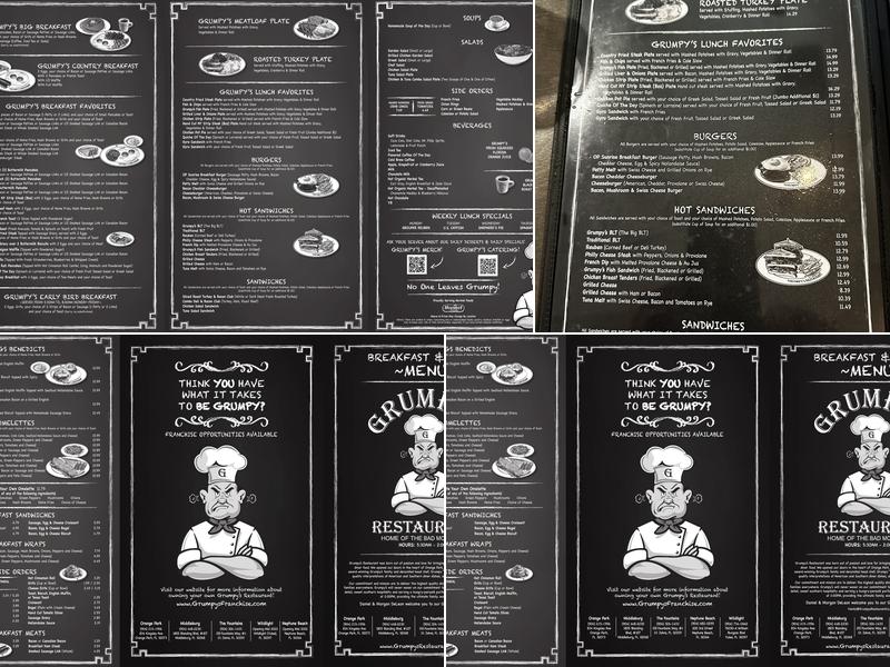 Grumpy's Restaurant Menu