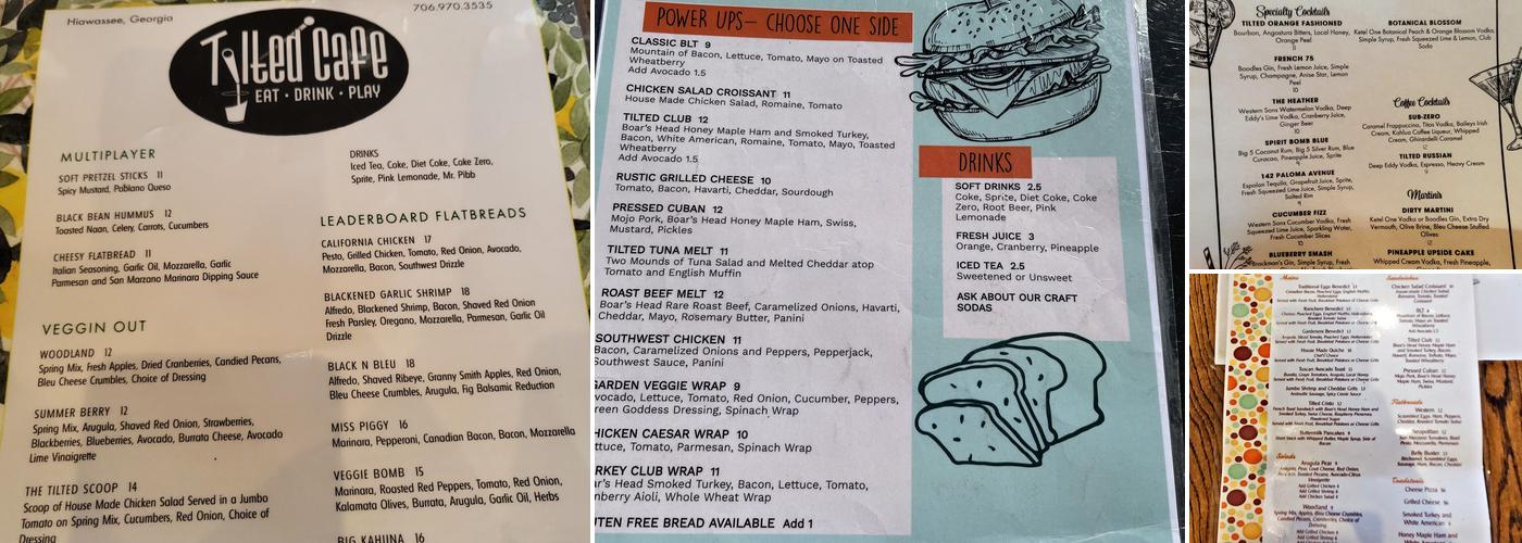 Tilted Cafe Menu
