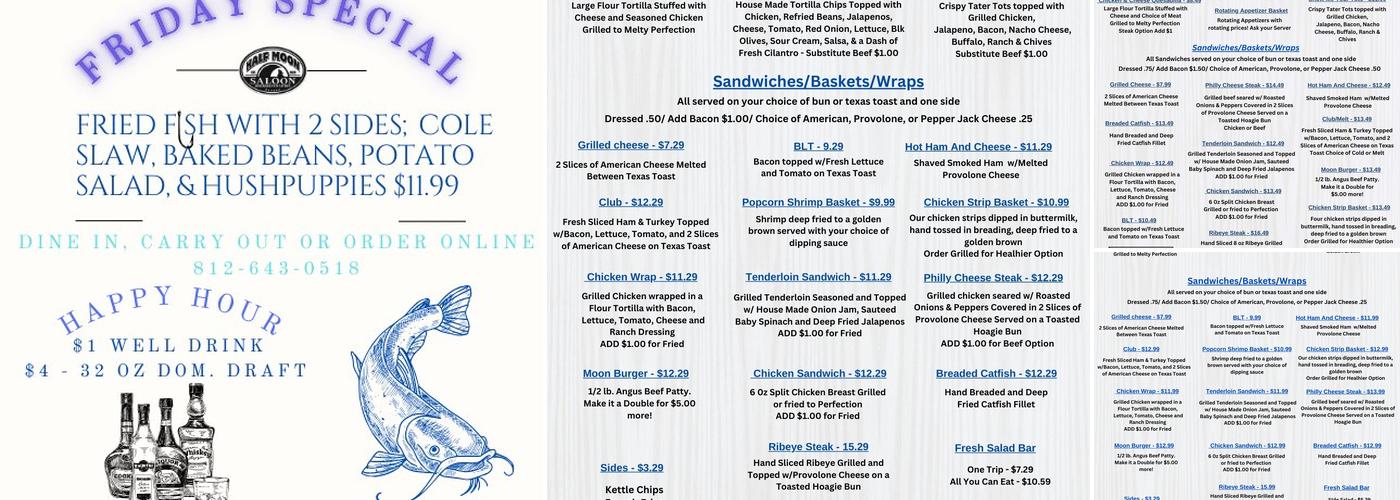 Half Moon Saloon Menu