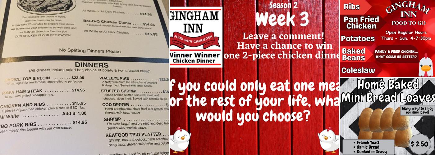 Gingham Inn To Go Menu