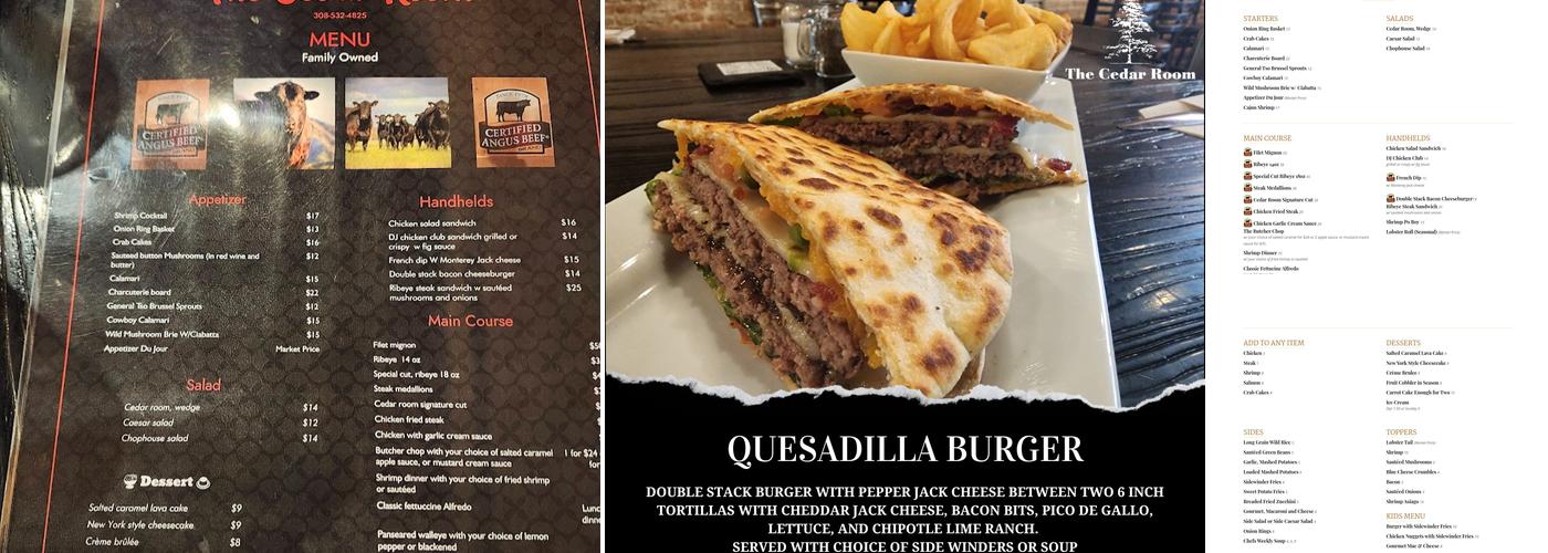 The Cedar Room Menu