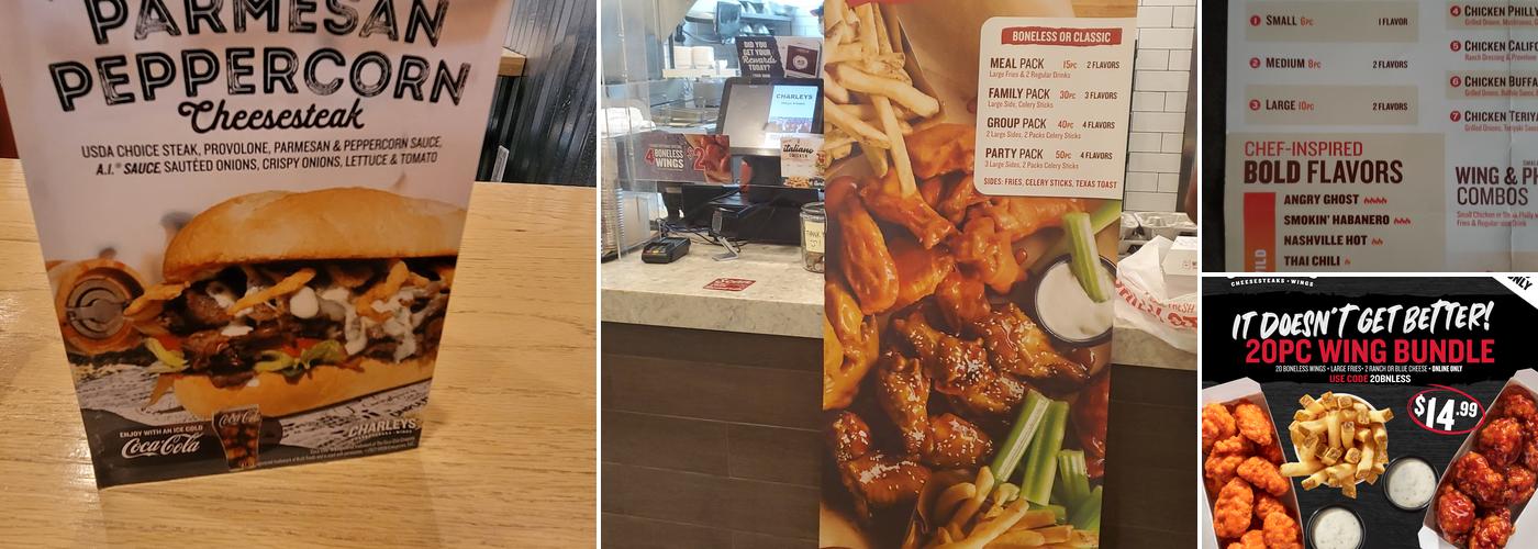 Charleys Cheesesteaks and Wings Menu