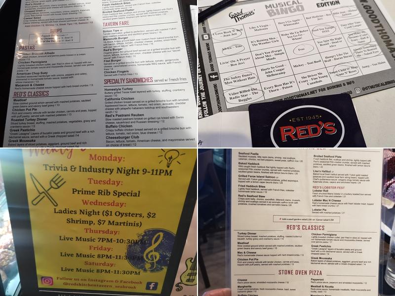 Red's Kitchen + Tavern Menu