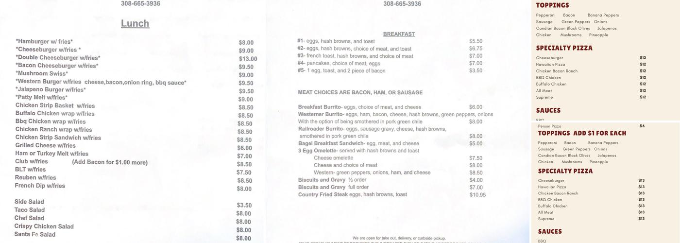 Frontier Restaurant and Bar Menu