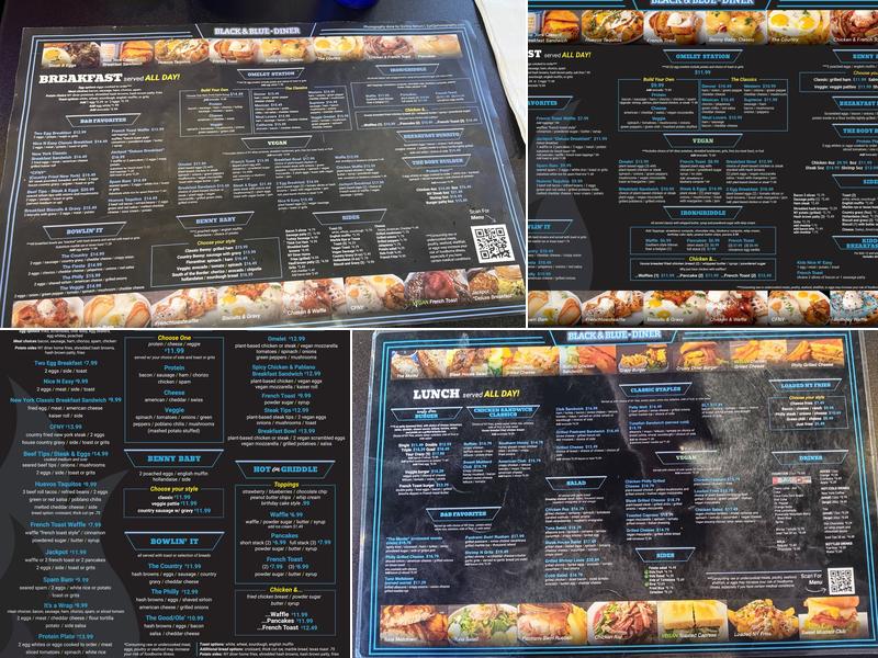 Black & Blue Diner Menu