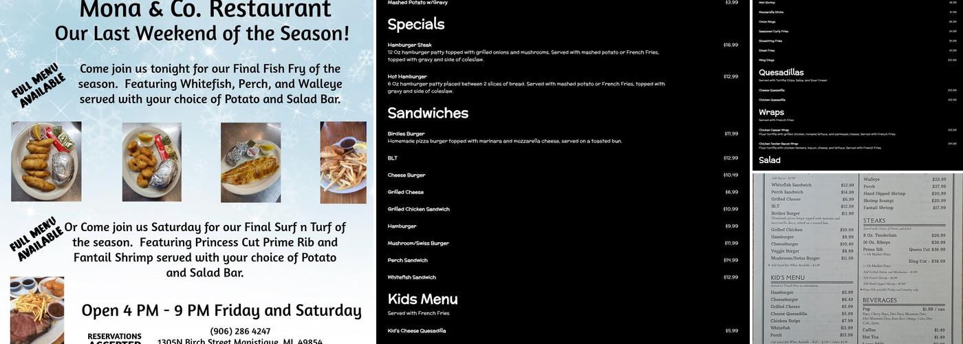 Mona & Co Restaurant Menu