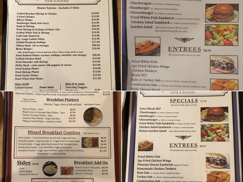 Wydia's Seafood and Steakhouse Menu
