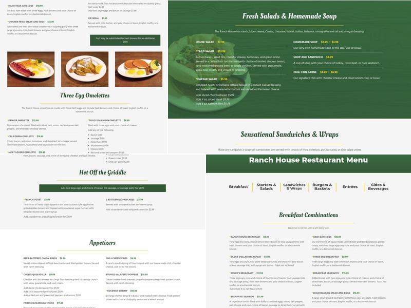 Ranch House Menu