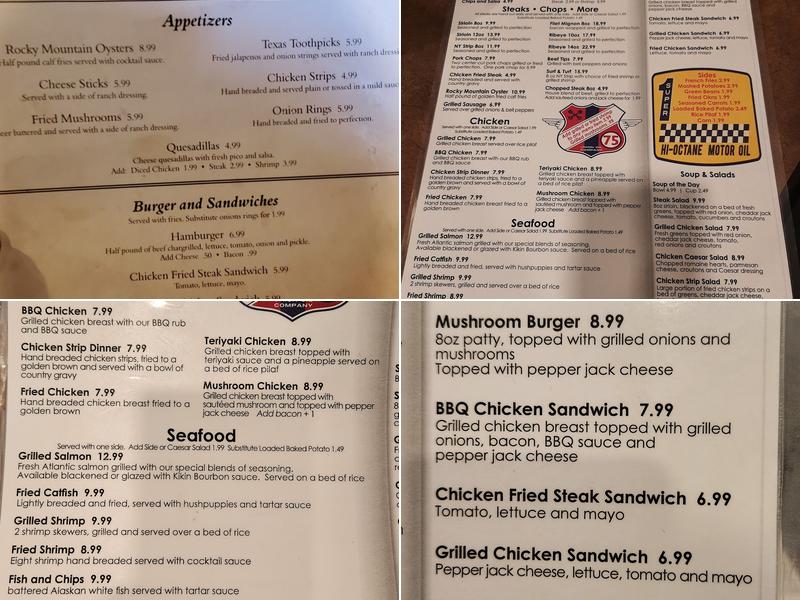 Fred's Steakhouse Menu