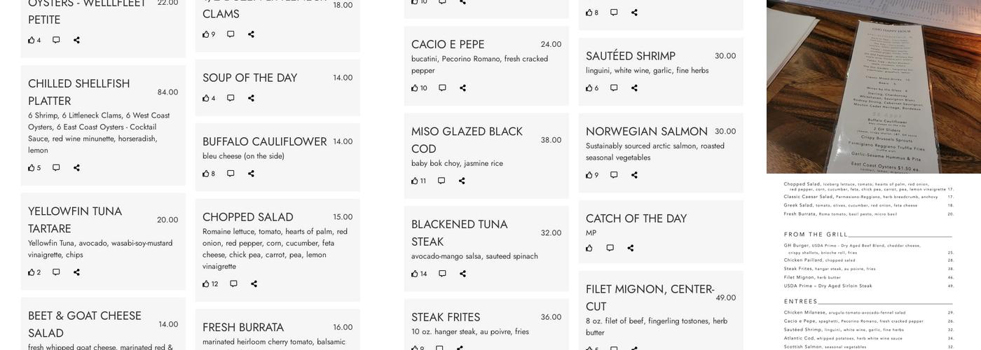 Gray Hawk Grill Menu