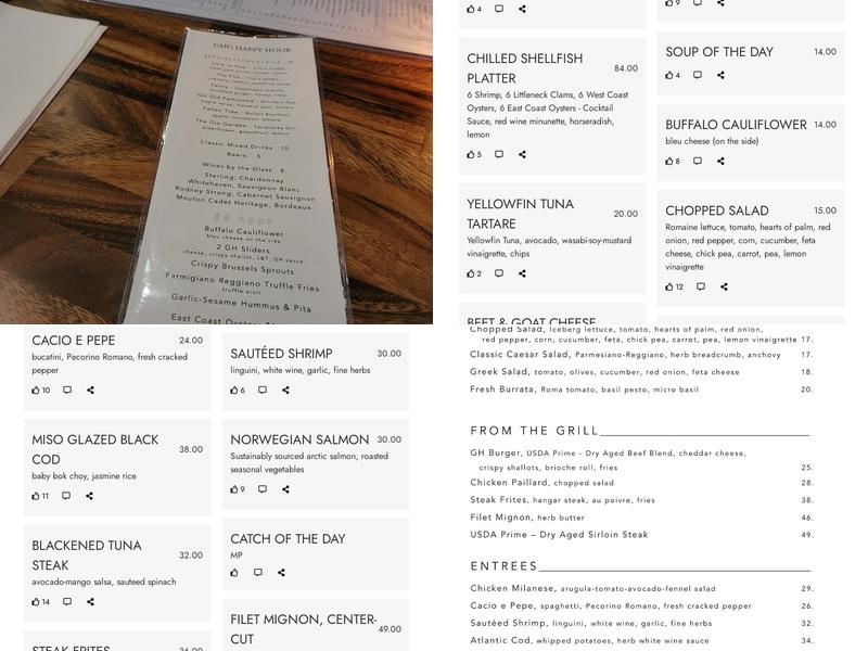 Gray Hawk Grill Menu