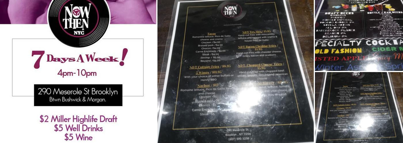 Now And Then NYC Menu
