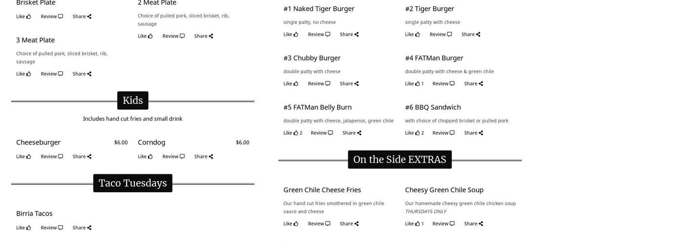FATMan Approved Menu
