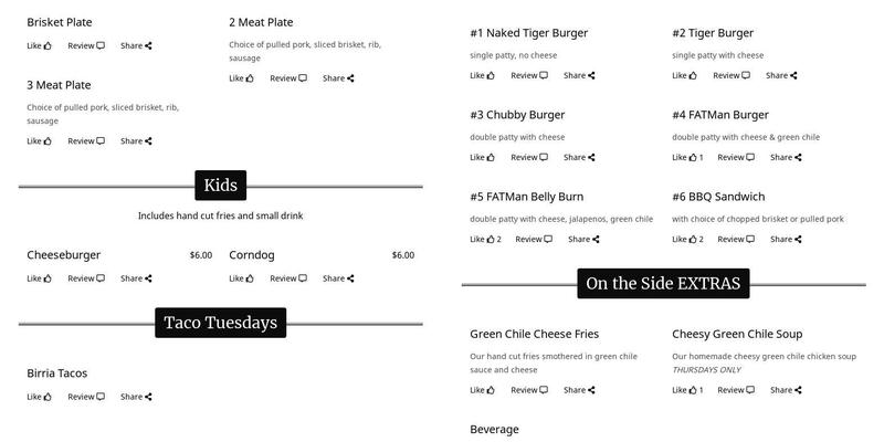 FATMan Approved Menu