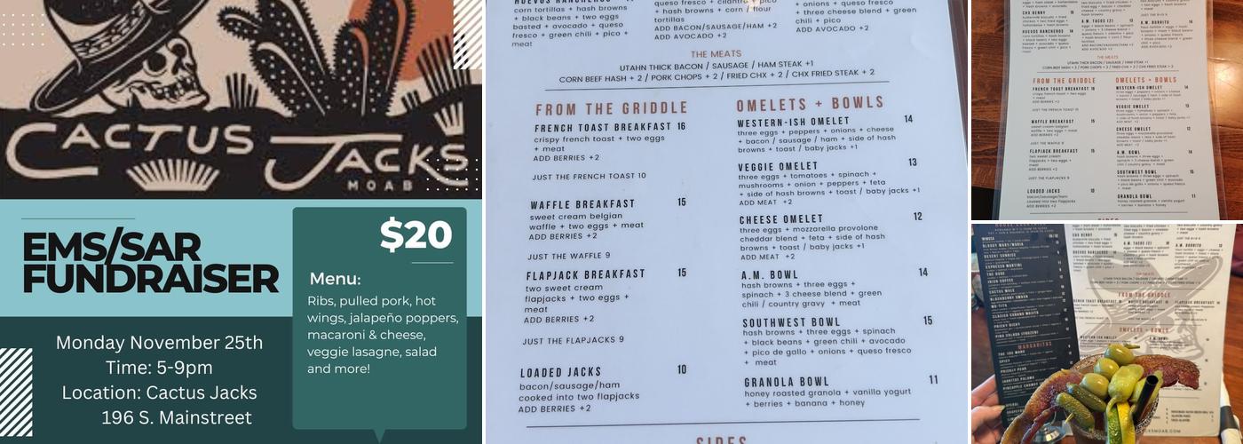 Cactus Jacks Moab Menu