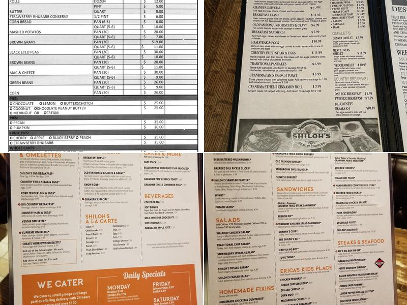 Shiloh's Restaurant of Cleveland Menu