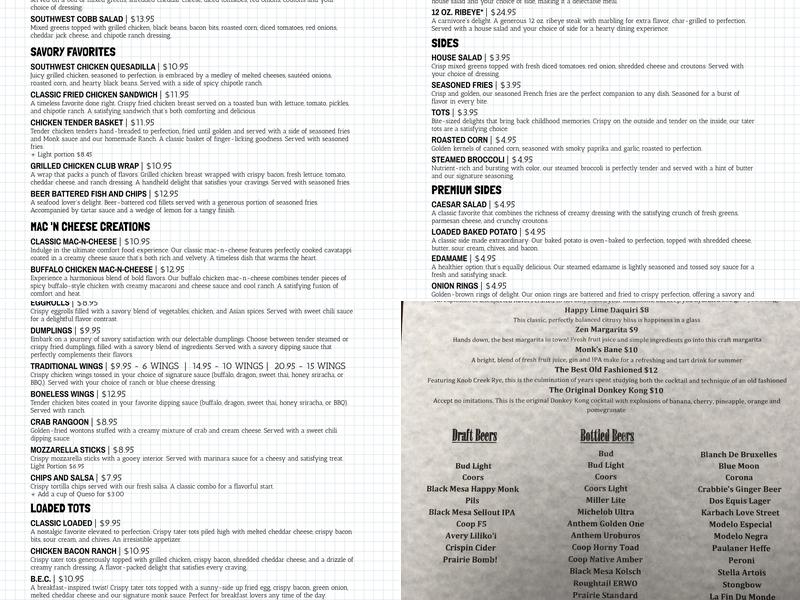 Happy Monk Menu