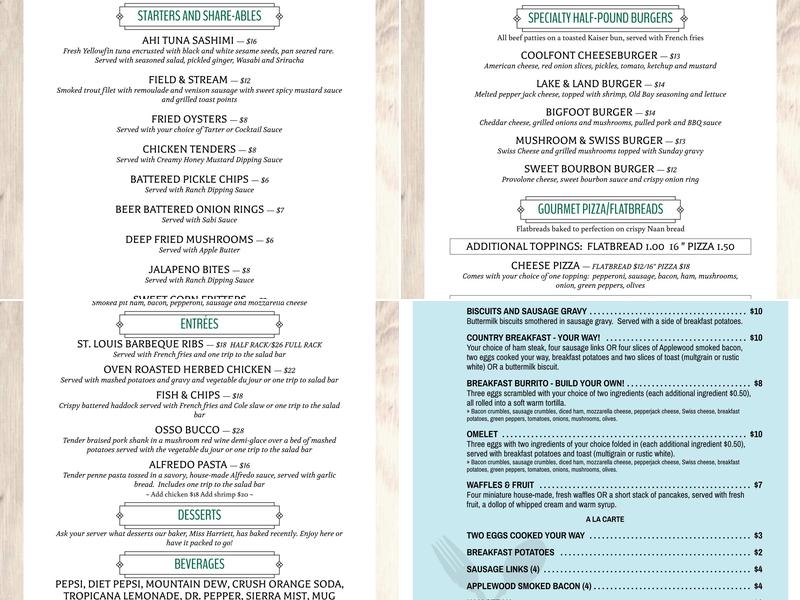 Coolfont Resort Menu