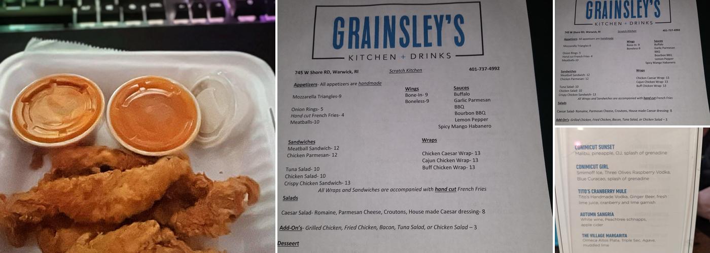 Grainsley's Kitchen & Drinks Menu