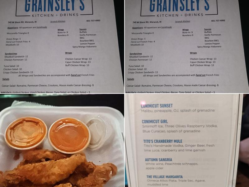 Grainsley's Kitchen & Drinks Menu