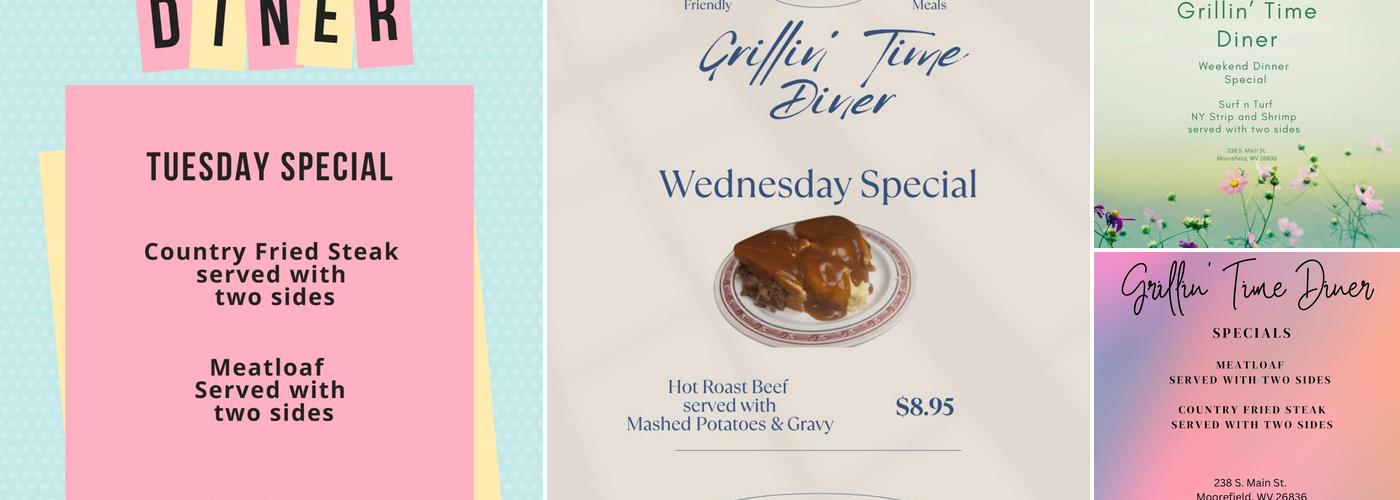 Grillin' Time Diner Menu