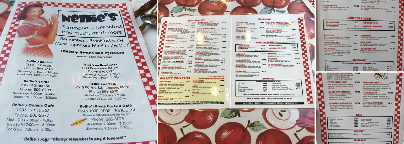 Nellies Break The Fast Cafe Menu