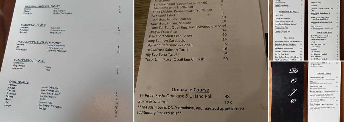 Sushi Dojo Menu