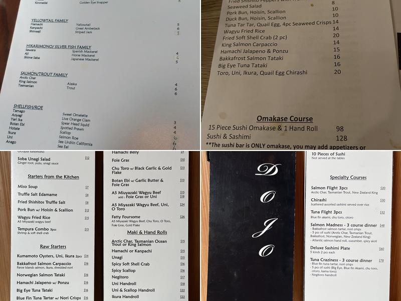 Sushi Dojo Menu