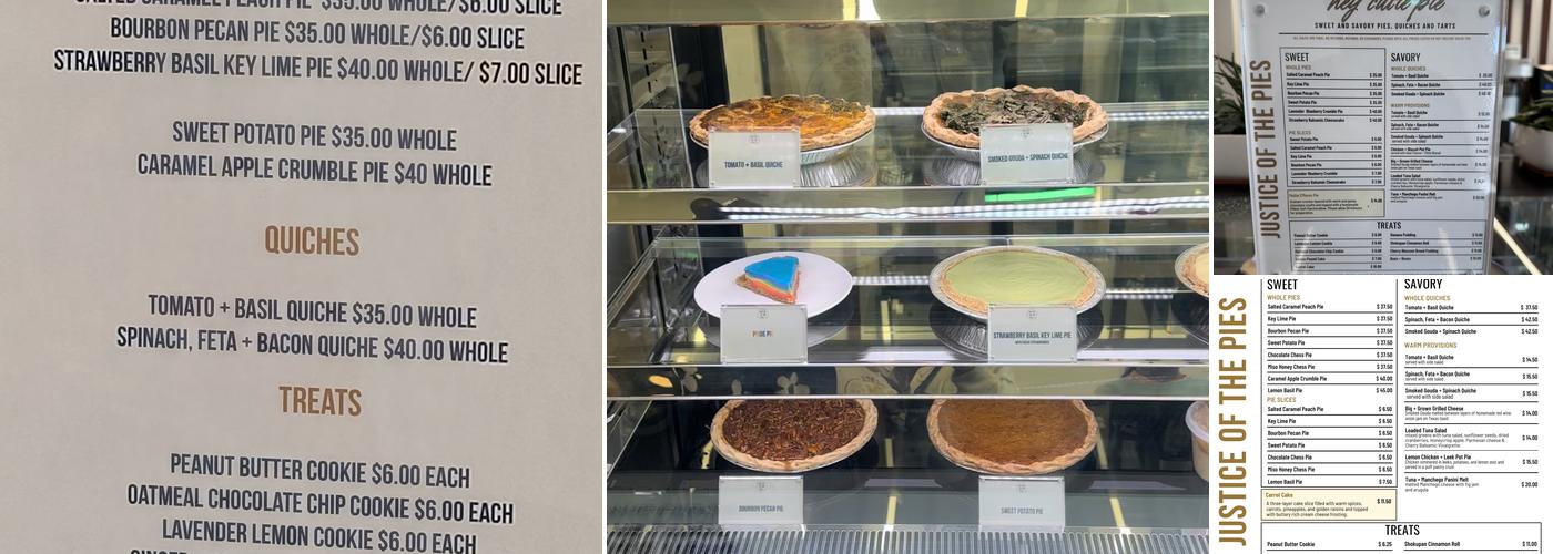 Justice of the Pies Menu