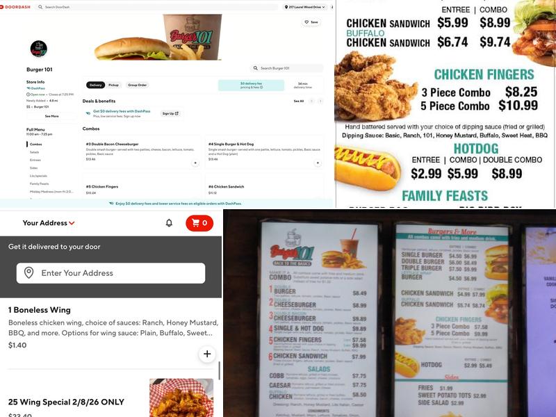 Burger 101 Menu