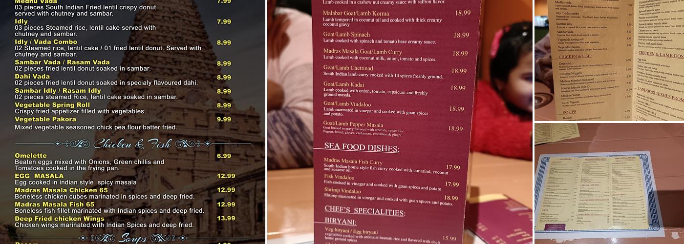 Madras masala & grill Menu