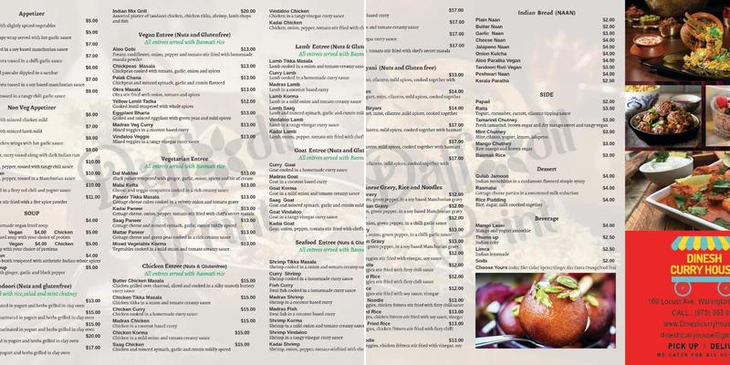 Dinesh curry house & deli Menu
