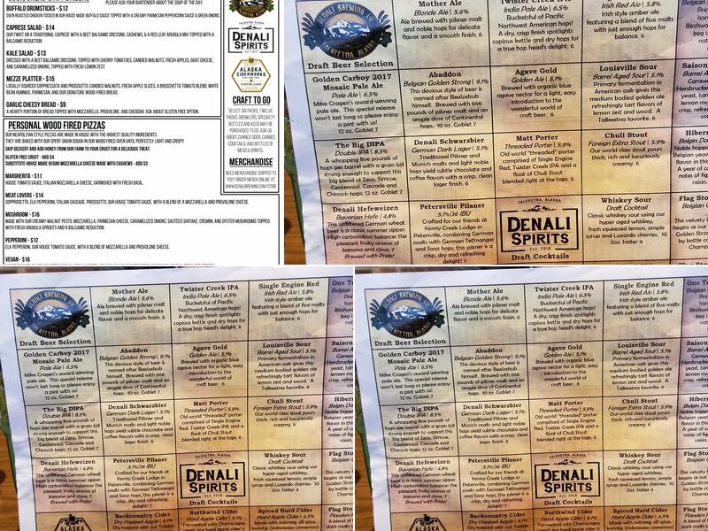 Denali Brewing Company Menu