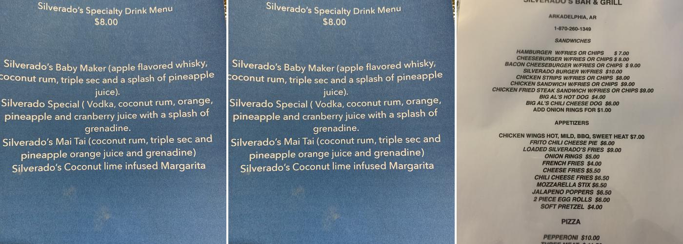 Silverado's Bar & Grill Menu