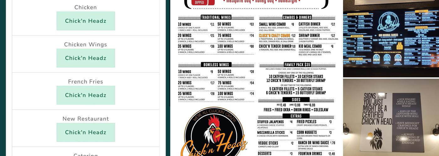 Chick'n Headz Menu