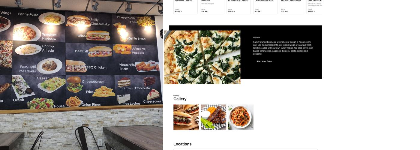 Milan's Pizza NoHo Menu