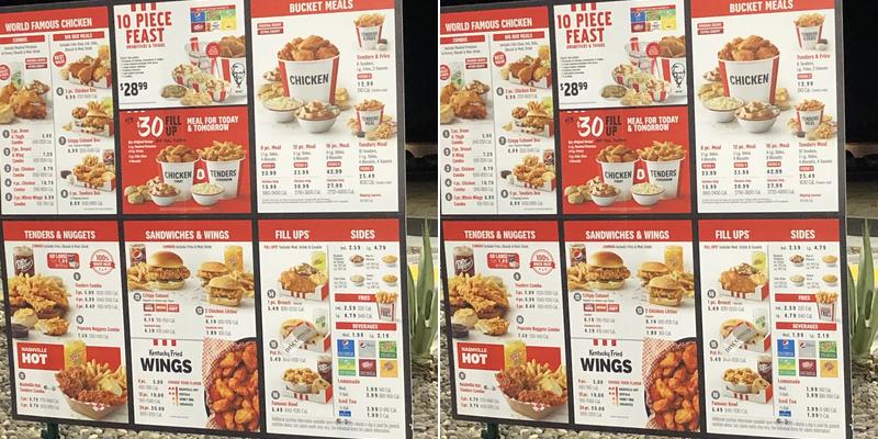 KFC Menu