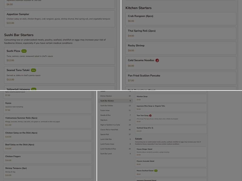 Cayenne sushi restaurant Menu