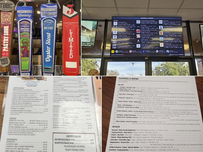 Gasparilla Pizza and Growlers Menu