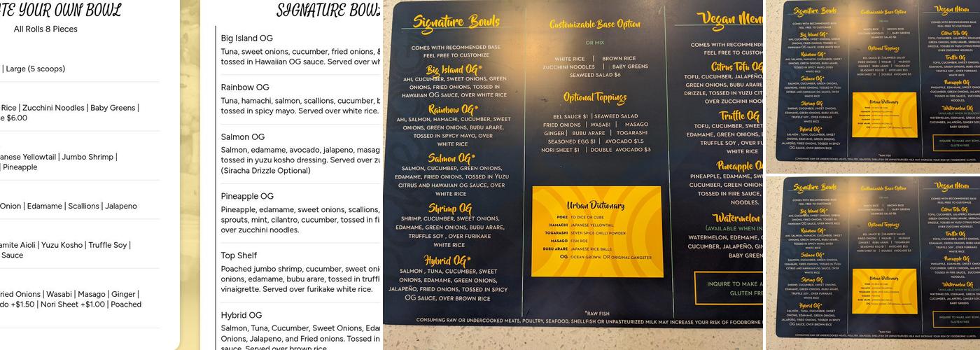 Poke OG Downtown Menu