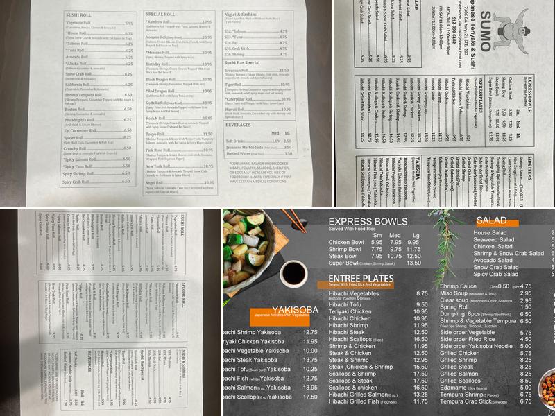 Sumo Japanese Teriyaki & Sushi Menu