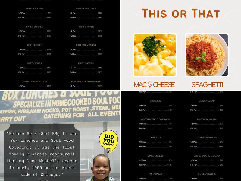 Mr E Chef Catering LLC Menu