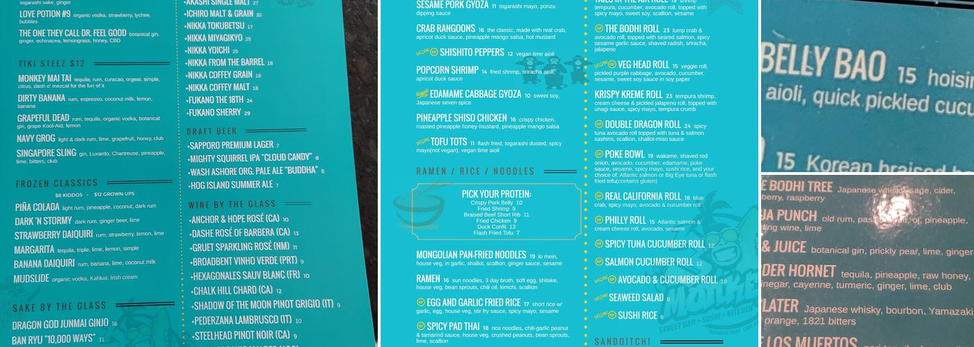 3 Monkeys Menu