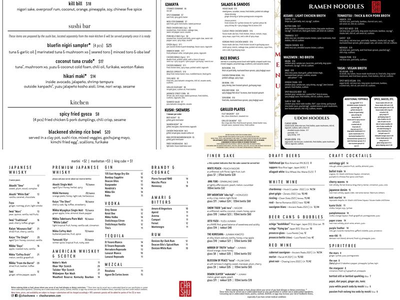 Chashu Ramen + Izakaya Menu