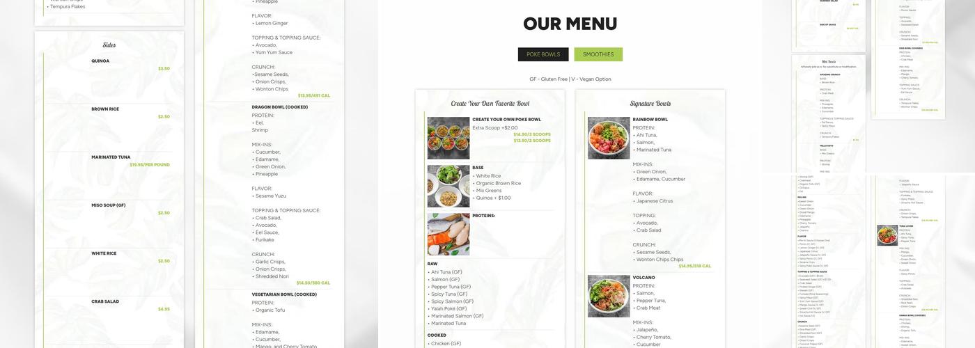 Hawaii Poke Bowl Menu