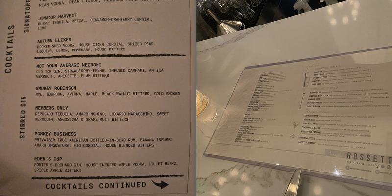 Rossetti Restaurant Beverly Menu