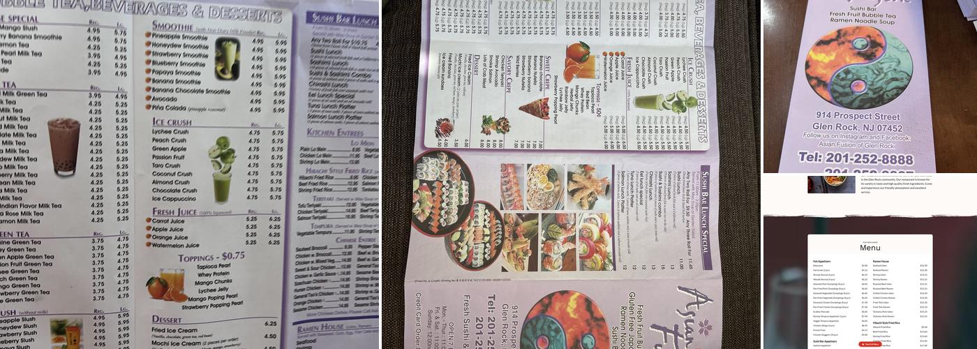 asian fusion of glen rock Menu