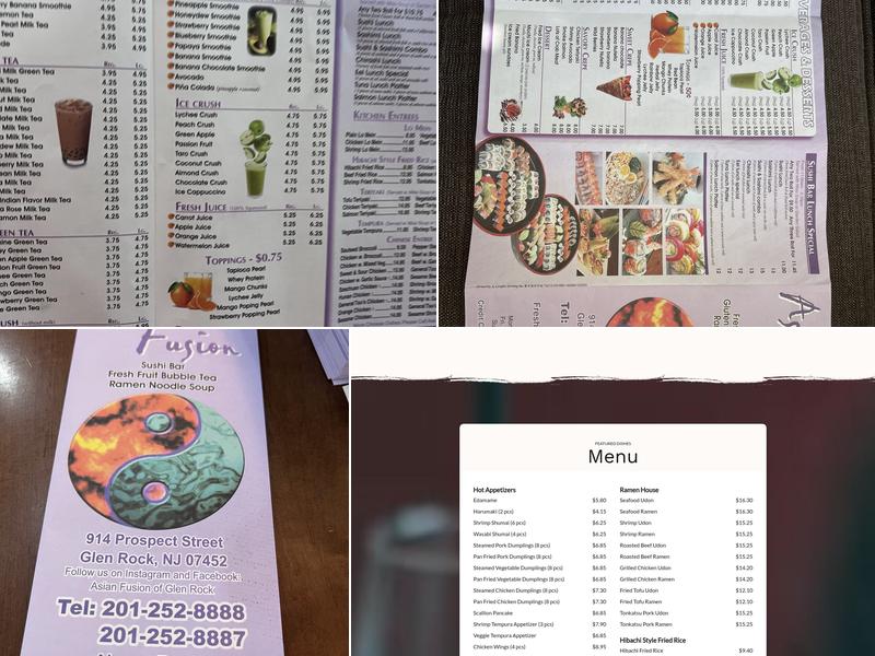 asian fusion of glen rock Menu