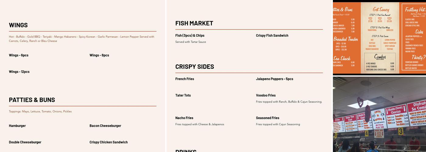Wing Shack Menu