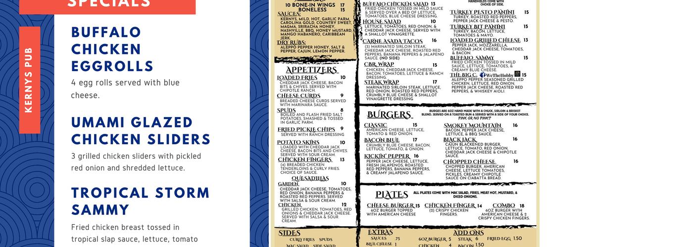 Kerny's Pub Menu